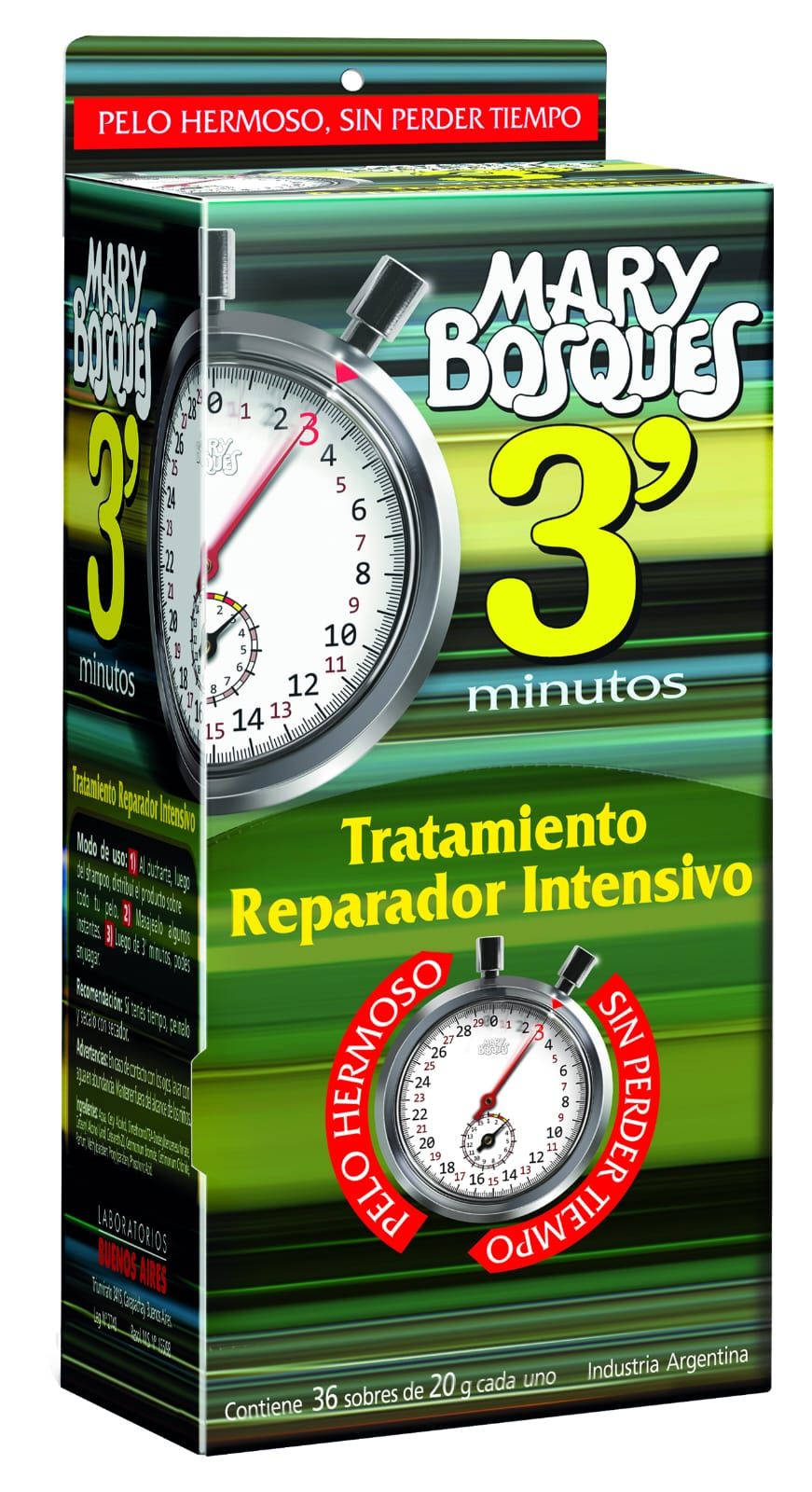 3  MINUTOS - Tratamiento Reparador Intensivo - Caja x 36 Sobres x 20 gr - Mary Bosques